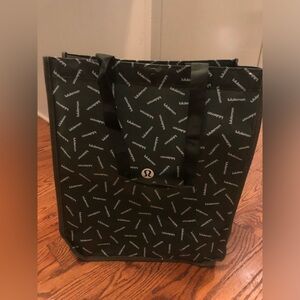 Lululemon Athletica Reusable Large Black Logo Bag